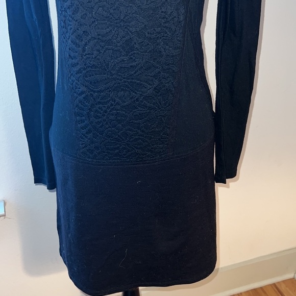 Vanessa Bruno ATHE little black dress mixed media wool / Lace blend Sz 1 / XS - Picture 4 of 14